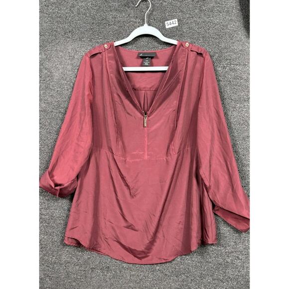 Lane Bryant Tops - Lane Bryant Blouse Size 14/16 Maroon Red 1/4 Zip Casual Chic Top